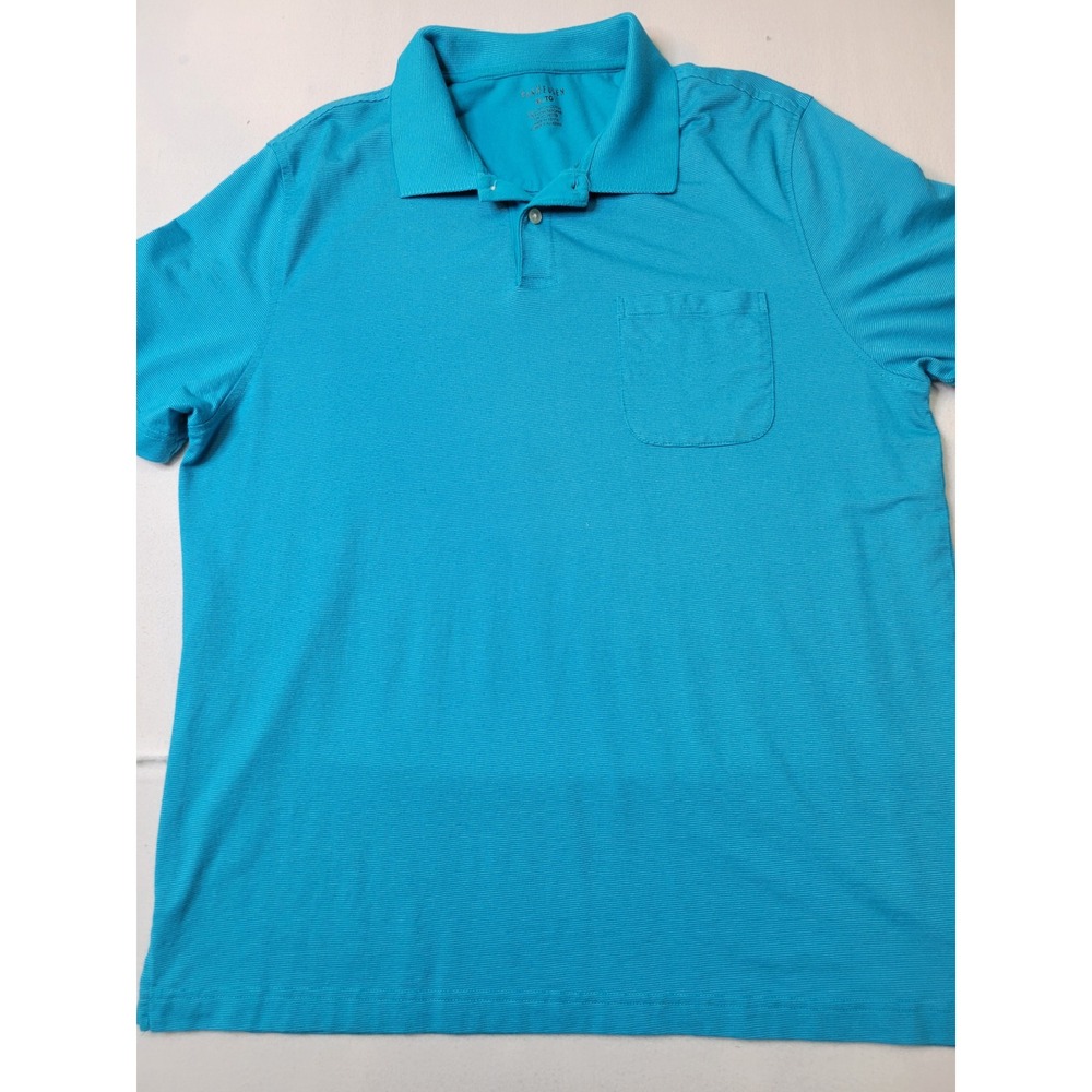 Van Heusen Mens XL Blue Micro Stripe Short Sleeve Pocket Polo Shirt 1708